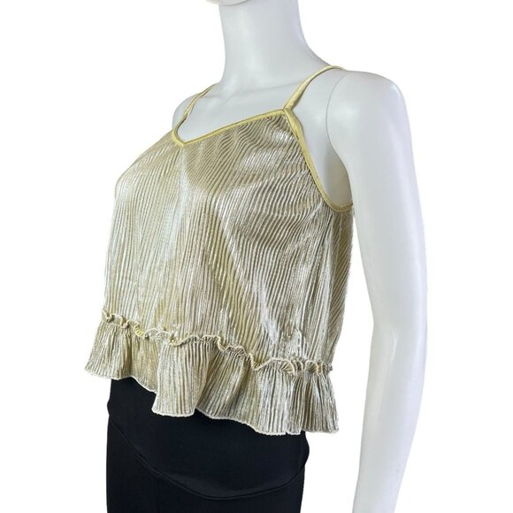Angie Metallic Gold Spaghetti Strap Crop Top Womens Size S (G10146)‎ - Picture 3 of 6